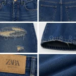 شلوار جین مردانه بگ استایل آبی کثیف زاپ زارا
