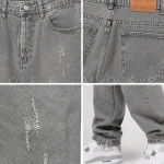 شلوار جین مردانه بگ استایل طوسی کم زاپ زارا